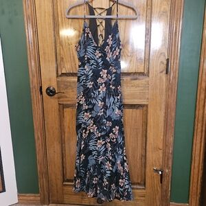 Pink and Blue Halter Maxi Sundress